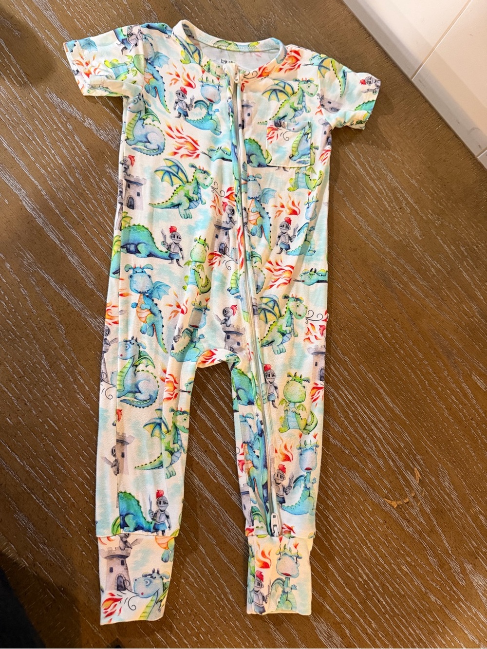 Birdie Bean Dragon Print Zipper Romper -